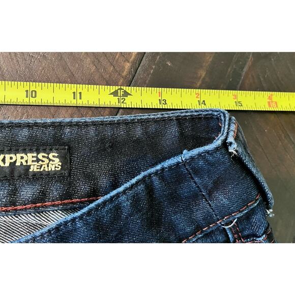 Express Jeans Stella Boot Cut Low Rise Dark Wash Stretch Shimmery Women's 8 Y2K - Picture 15 of 16